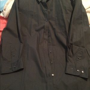 Roman’s plus size black boyfriend dress shirt.